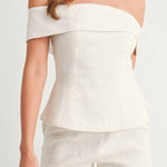 White Cotton and Linen Two-piece Suit