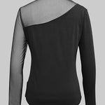 Long Sleeves Skinny Asymmetric Solid Color Split-Joint High Neck T-Shirts Tops