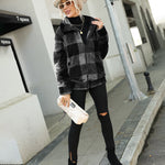 Plaid Zip Up Collared Plush Jacket