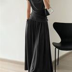 High Waisted Loose Solid Color Long Skirts Skirts Bottoms