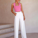 Square Neck Double Lined Basic Bodysuit Soild Ribbed Tank Tops Clubwear