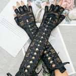 Lace Up Long Fingerless Gloves