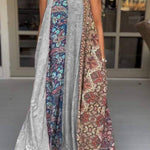 Unique Printed Loose Holiday Strap Big Hem Maxi Dress