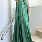 Greek Goddess Distinctive Golden Halter Neck A-line Maxi Dress