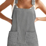 Women's Summer Adjustable Strap Striped Overall Dress