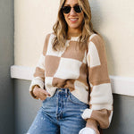 Nadorine Color Block Polo Plaid Sweater