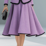 Elegant Contrasting Color Tweed Two-piece Set