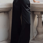 Black Satin Spaghetti-Strap Wide-Leg Jumpsuit