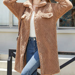 Plush Loose Single-breasted Rhombus Design Coat