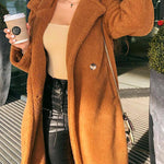 Nadorine Double-faced Fleece Lapel Breasted Woolen Coat