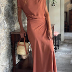 Solid Color Fashion Cut Slim Dress