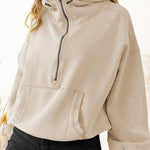 Zip Drawstring Long Sleeve Hoodie