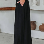 Travel Halfway Smocked Pocketed Wide Leg Pants