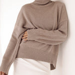 Turtleneck Loose Long Sleeve Knitted Pullover Sweater Tops