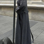 Warm Harvest Knit Button Detail Belted Duster Maxi Cardigan