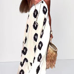 Nadorine Women's Casual Print Loose Fit Sleeveless Halter Neck Maxi Dress