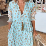 Inés | Casual Printed V-neck Half Sleeve Dress