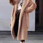 Women Warm Thick Coat With Belt Fax Fur  Long Coat