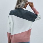 Drop Shoulders Color Block Sweater