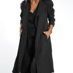 Nadorine Casual Slim Fit Long Blazers Collar Open Front Jacket with Pockets