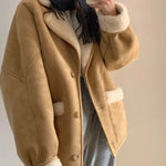 Lamb Wool Jackets Turn-down Collar Loose Fur Coat