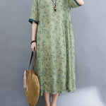 V Neck Floral Print Short Sleeve Dresses
