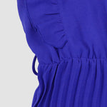 Nadorine Women's Casual Loose Jumpsuit V Neck Sleeveless Solid Ruffle Pleated Wide-leg Long Playsuit with Belt