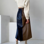A-Line High Waisted Asymmetric Contrast Color Split-Front Skirts Bottoms