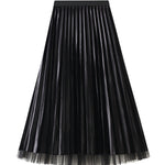 Reversible gold velvet mesh skirt