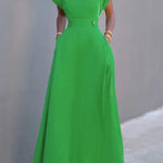 Flying Sleeves Solid Color Split-Joint V-Neck Evening Dresses Maxi Dresses