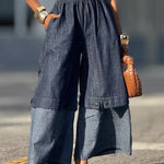 Loose Wide Leg Elasticity Jean Pants Bottoms Trousers