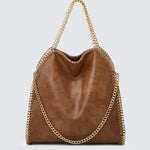 Metallic Pattern Chain Shoulder Tote Bag Funky Style