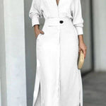 Waist long sleeve irregular shirt dress