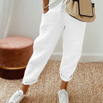 Solid Color Insert Pocket Drawstring Casual Pants