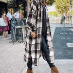 Flannel Wool Blend Plaid Lapel Button Down Shirt Long Sleeve Shacket Jacket with Pockets
