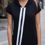 Fashion Stripes Zipper Hooded Jumpsuits