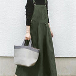Nadorine Women's Casual Long Women Strap Pocket Big Solid Dress Loose Dress