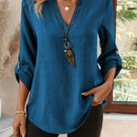 Camryn | Classic V-Neck Long Sleeve Shirt