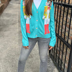 Christmas Nutcracker Sequined Casual Knitted Cardigan