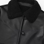 Thick Lapel Velvet Imitation Leather Jacket