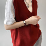 Simple 9 Colors V-Neck Loose Sleeveless Vest
