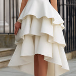 Sleeveless Tiered High-Low Peplum Dress