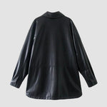 Loose Imitation PU Leather Shirt Jacket