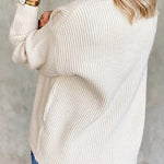 Snap-Buttons Foldover Collar Knitted Pullover Sweater Tops
