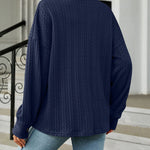 Solid Color Turn-Down Collar Twisted Knit Long Sleeve Loose Jacket