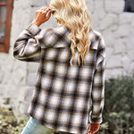 Nadorine Plaid Button Front Curved Hem Shacket for Women Casual Loose Business Casual 2026 | Under $40