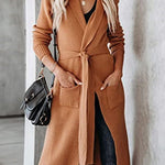 Knitted Tie Lapel Cardigan Sweater Jacket