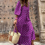 Puff Sleeve Tiered Midi Dress