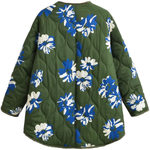 Floral Printed Round Neck Single Breasted Thin Cotton Jacket