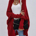Nadorine Women's Batwing Sleeve Split Hem Open Front Cardigan